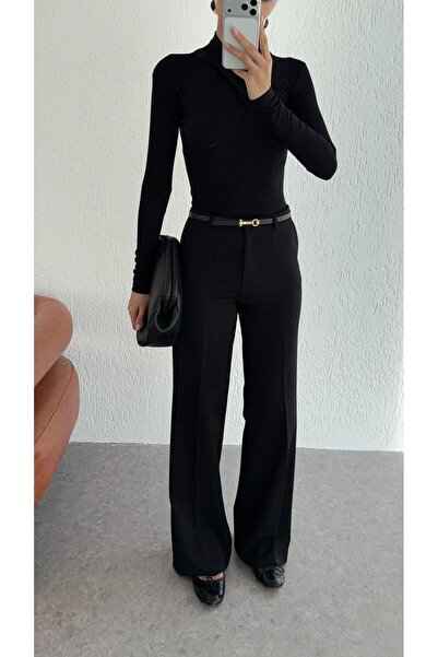 HAZELANNA Black Belted Trousers