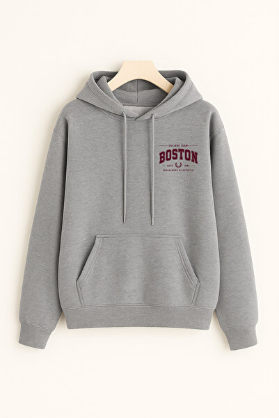 EydaMoon Unisex Winter Minimalist Boston Printed Regular Cotton Hooded Sweats...