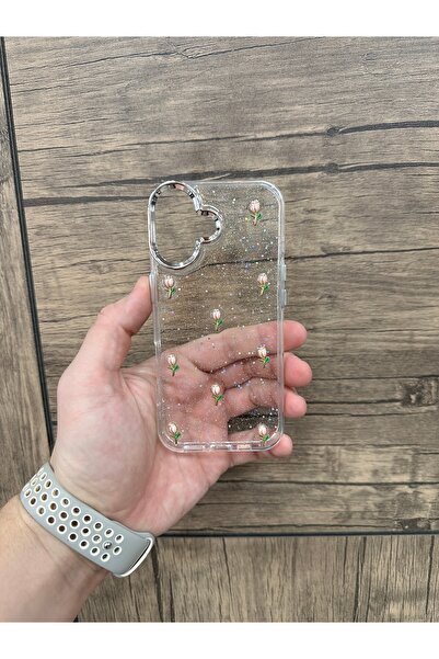 YZGOLDEN غطاء لامع شفاف بنمط الورود متوافق مع آيفون 17 مع بروز للكاميرا