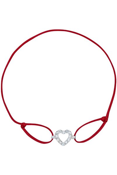 Jolie Silver Brățară reglabilă cu șnur, argint 925, inimă cu zirconiu,