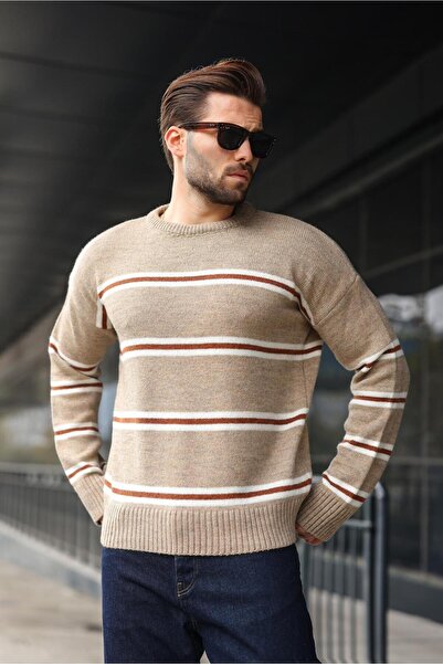 Madmext Mink Striped Knitwear Men's Sweater E7457