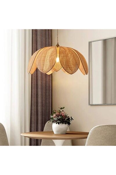 Emg DesiGn Modern Tasarım Çiçek Sarkıt Avize Rattan Boheme Salon Oturma Odası Mutfak Avizesi