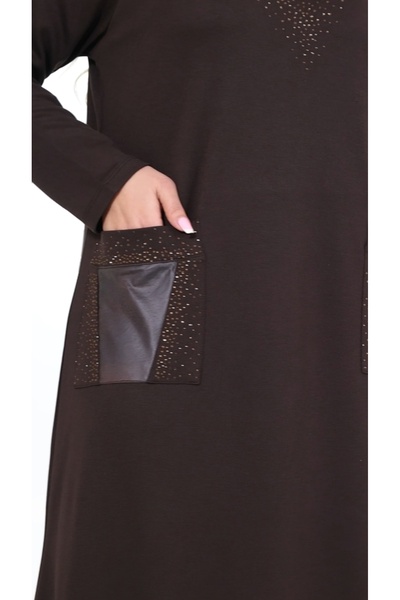 MODA MAÇKA PARK Plus Size Dress with Stretchy Fabric and Pocket Details.