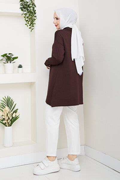 Pamuk Butik Women's Sleeve Mouth Lace Detailed Mercerized Knitwear Tunic