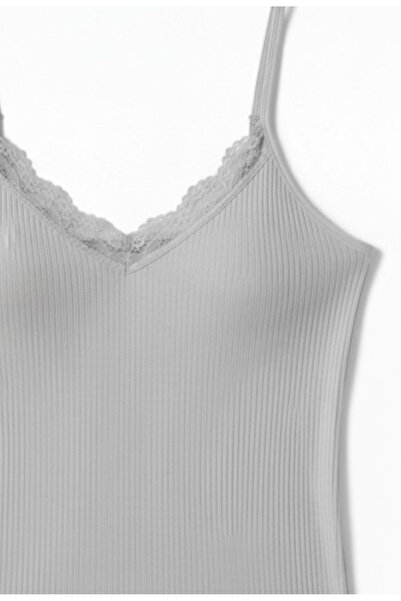 The Women's Cotton Thread Strap Lace Detailed Stretchy Tank Top – Soft Casual Underwear
