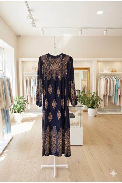 fariza tekstil Φόρεμα από ύφασμα βισκόζης με φαρδιά γραμμή και ρόμπα με κορδόνια