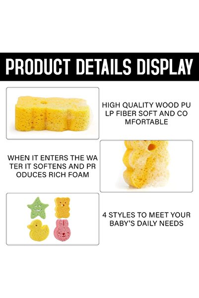 BEANPRECOY Luxury Baby Bath Sponges - 4 Pack