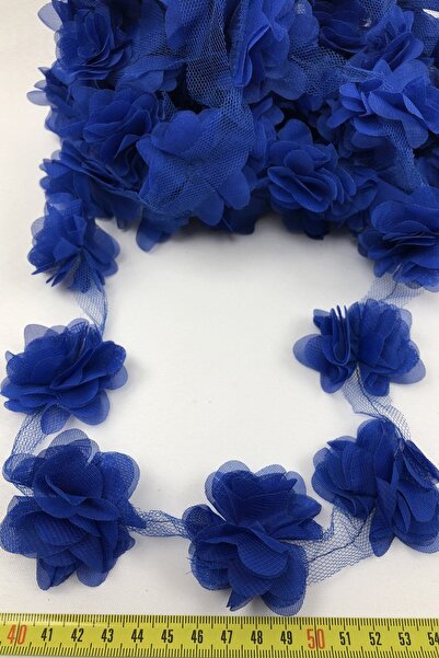 Fiyonks Atölye Laser Cut Flower, Decorative Flower Ribbon Tulle 1 Meter Long