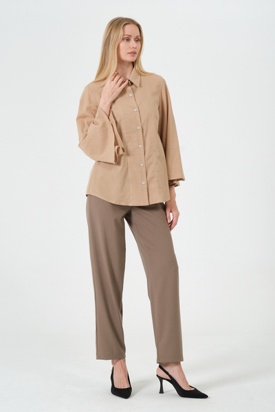 RELAXL Oversized High Waist Mink Women's Trousers Office Elegance