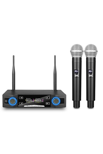 VENTART Set of 2 VENTART Wireless Microphones, UHF, Receiver with Display, Omnidirectional, Portable, Events