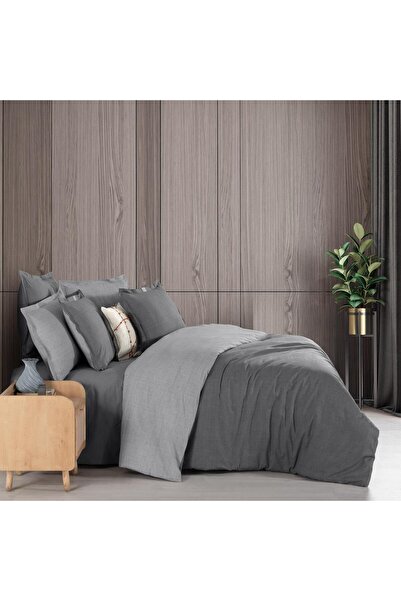 Sarev Solo Tone Single 100% Cotton Duvet Cover Set Gray
