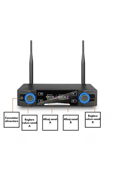 VENTART Set of 2 VENTART Wireless Microphones, UHF, Receiver with Display, Omnidirectional, Portable, Events