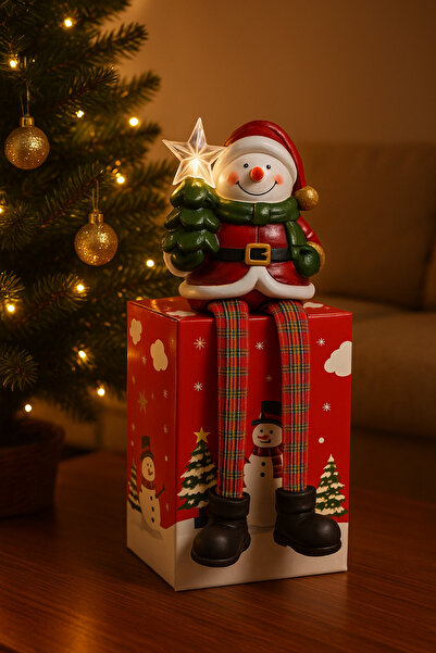 DODOMAR تمثال عيد الميلاد السيراميكي المتأرجح ذو الأرجل الطويلة المضيئة - تصم...