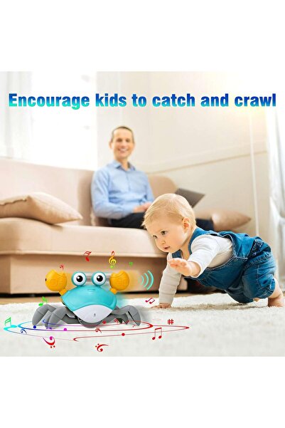 Generic Cute Crawling Crab Toy - Walking, Moving & Dancing Musical Interactive Sensory Tummy-Time Toy for In