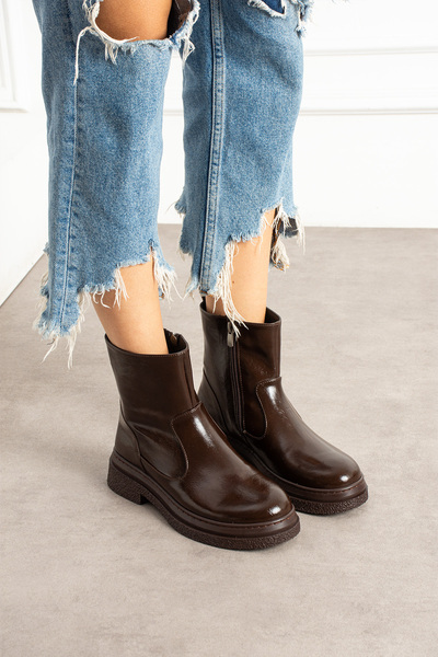SOFT Melodi Shoes Arden Patent Leather Zippered Women's Chelsea Boots