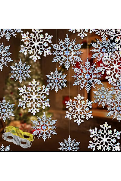 Çemrek Süs Parti Στολίδι Χριστουγεννιάτικου Δέντρου Νιφάδα Χιονιού 10 εκ. Συσκευασία των 12