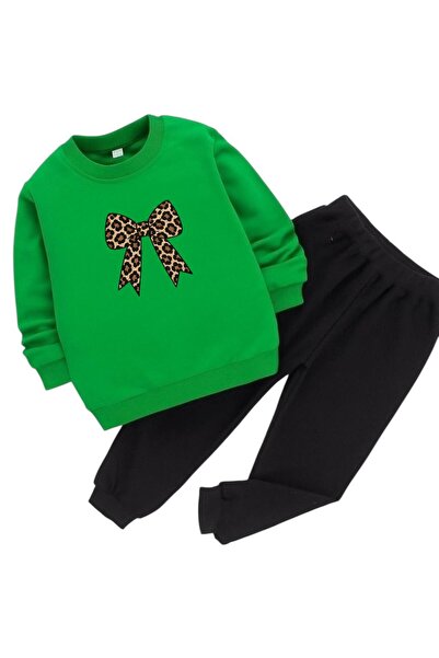 BENROMA Leopard Ribbon Printed 3-Ply Children's Tracksuit Set