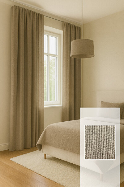 Perlife Gold ® Luxury Chenille Textured Blackout Curtain – No Pleats, Extra Foam – Rich Color Cardetel