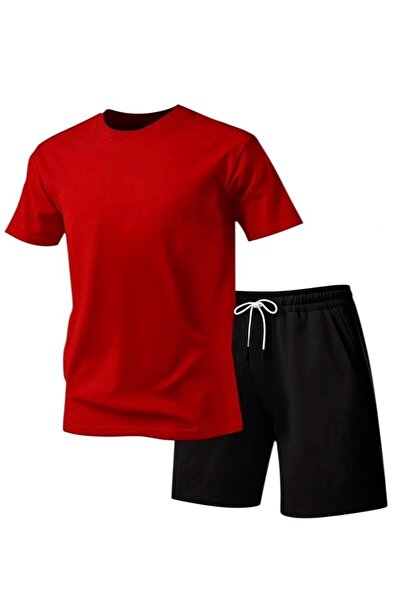 K&S Summer Unprinted Two-Color T-Shirt and Shorts Set