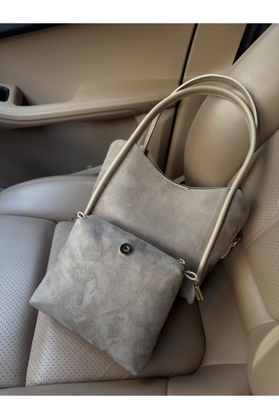 NOTHING Your Name Is Suede Mink Three-Compartment Special Detachable Makeup Bag Faux Leather Hand and Shoulder Bag Roko