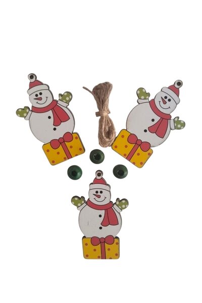 DODOMAR Коледна украса за елха, дървена MDF, комплект от 3 броя