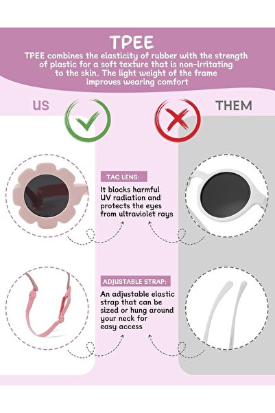 Generic Baby Sun Hat UPF 50+ Wide Brim Bucket Hat with Sunglasses (Toddler, Pink, M-L)