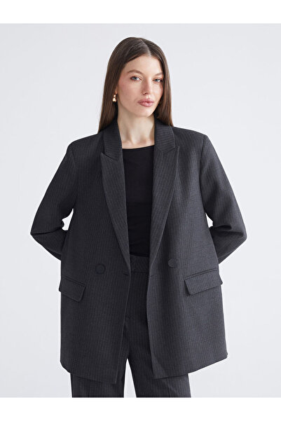 LC Waikiki Double-Breasted Collar Striped Women's Blazer Jacket