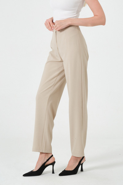 RELAXL 2Xs-10Xl Office Elegance Stretch Fabric High Waist Beige Women's Pants