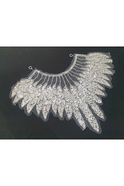 ESRA ŞELEM Silver Color Sequin Beaded Brode Guipure Applique Decorative Sewing Accessory