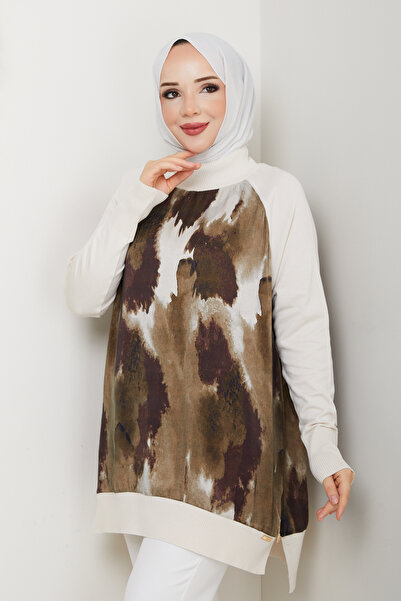 Pamuk Butik Women's Half Turtleneck Side Zipper Silk Cupra Mercerized Tunic