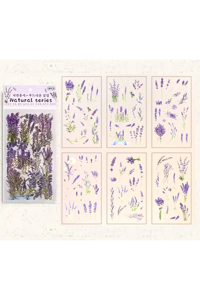 Limmy Autocolant vintage Autocolant natural Set de 6 - Flori violete