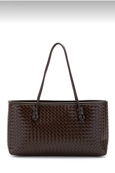 Gül karatekin gk Women's Brown Knitted Detailed Slim Handle Special Design Shoulder and Hand Bag