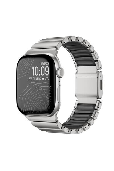 AktarMobile Apple Watch 10 / 11 46 mm uyumlu Titanyum Kordon Silikon İç Yüzey...