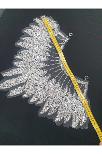 ESRA ŞELEM Silver Color Sequin Beaded Brode Guipure Applique Decorative Sewing Accessory