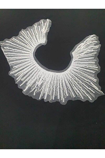 ESRA ŞELEM White Sequin Beaded Guipure Brode Applique Decorative Sewing Accessory