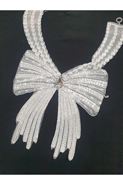 ESRA ŞELEM White Sequin Embroidery Guipure Applique Decorative Sewing Accessory Bow Model