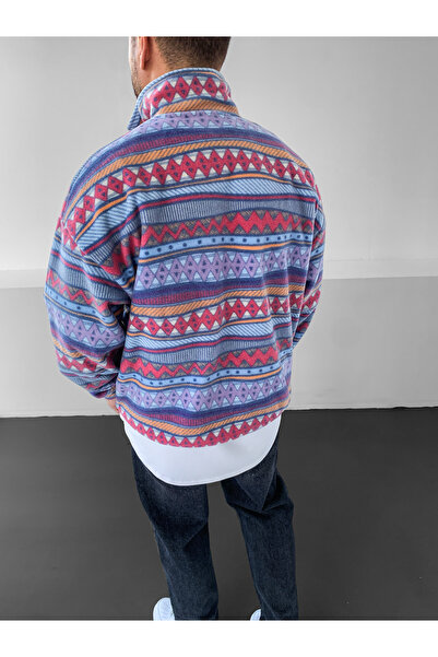 NO1 KONSEPT Оверсайз-светр з етнічним візерунком і напівзастібкою