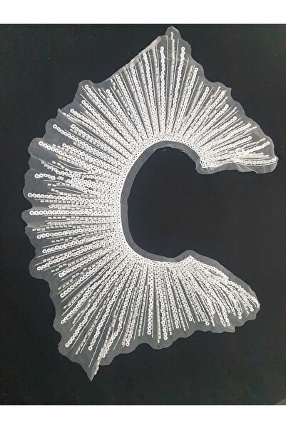 ESRA ŞELEM White Sequin Beaded Guipure Brode Applique Decorative Sewing Accessory