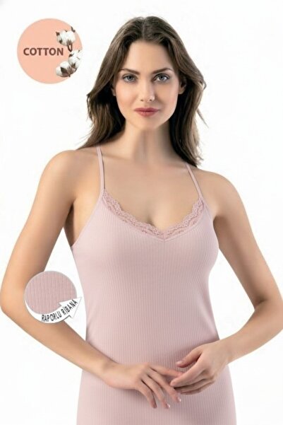 The Women's Cotton Thread Strap Lace Detailed Stretchy Tank Top – Soft Casual Underwear