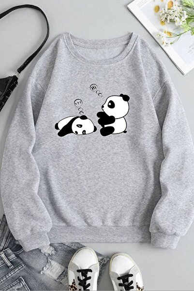 trendypassion Unisex Sleepy Panda Printed Crew Neck Sweatshirt