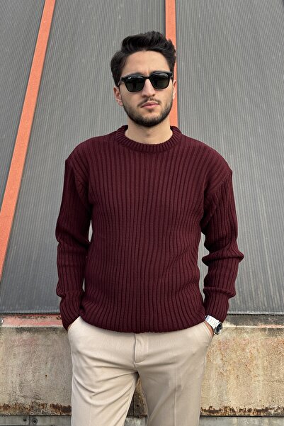 inpool Crew Neck, Winter-Spring, Striped, Textured, Basic Knit Sweater 25Pltk17