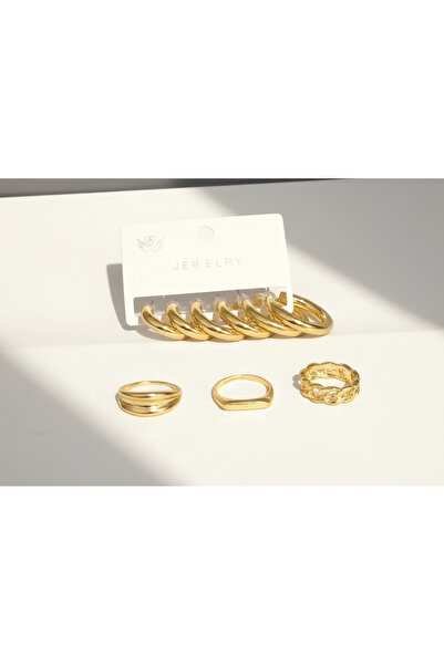 Ervalina طقم أقراط دائرية من 3 قطع ومجموعة خواتم من 3 قطع