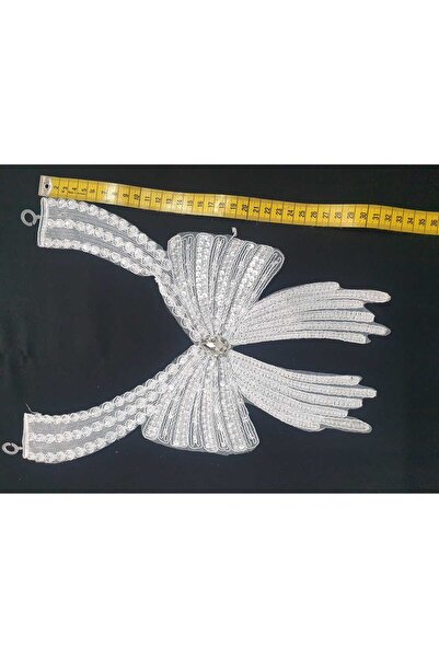 ESRA ŞELEM White Sequin Embroidery Guipure Applique Decorative Sewing Accessory Bow Model