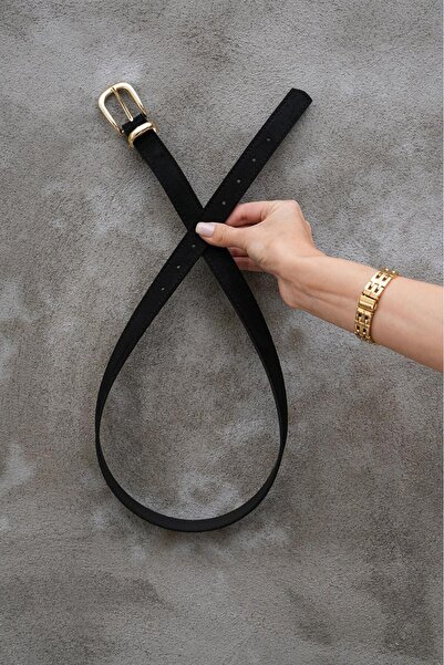 MODAM HİFA Gold Buckle Suede Belt Trouser Belt Dress Belt Shirt Belt Waist Belt Jeans Belt