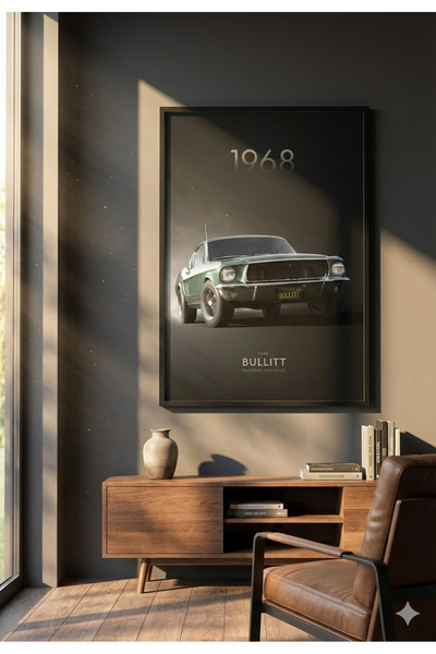 gxe.art 1968 Ford Mustang Bullitt – Poster de pictură clasică a mașinii cu ca...