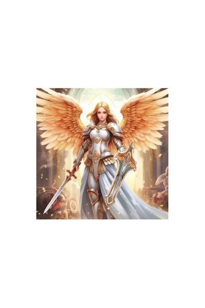 DELPI Pictură diamantată cu desene animate, înger, 30 x 30 cm, auriu