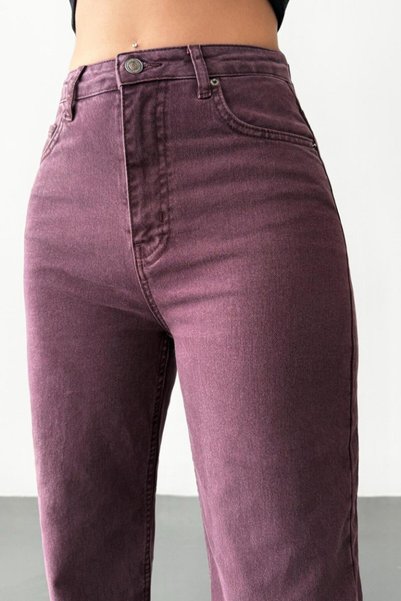 LACARINO 7869 Wide Leg Kadın Gül Baskılı Jean Pantolon