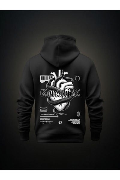 ELNOYA سويت شيرت مريح بأكمام طويلة ولون أسود للجنسين من 3 خيوط من نوع 'Zihirl...