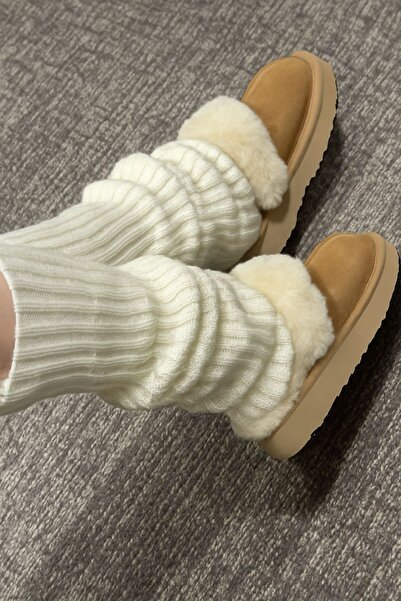 Ozzy Socks Tozluk %100 Akrilik Triko Örgü Leg Warmer Ayak Isıtıcı Ekru