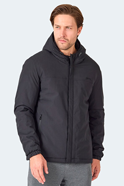 Slazenger Hernis Men's Hooded Zippered Black Coat & Jacket